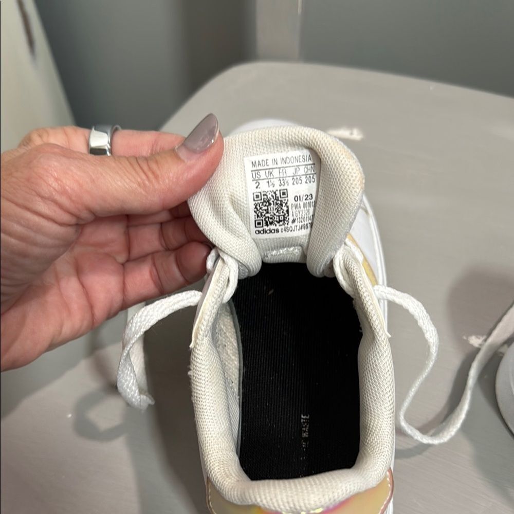 Adidas Kids Sneakers in White with Iridescent Accents - Picture 8 of 10
